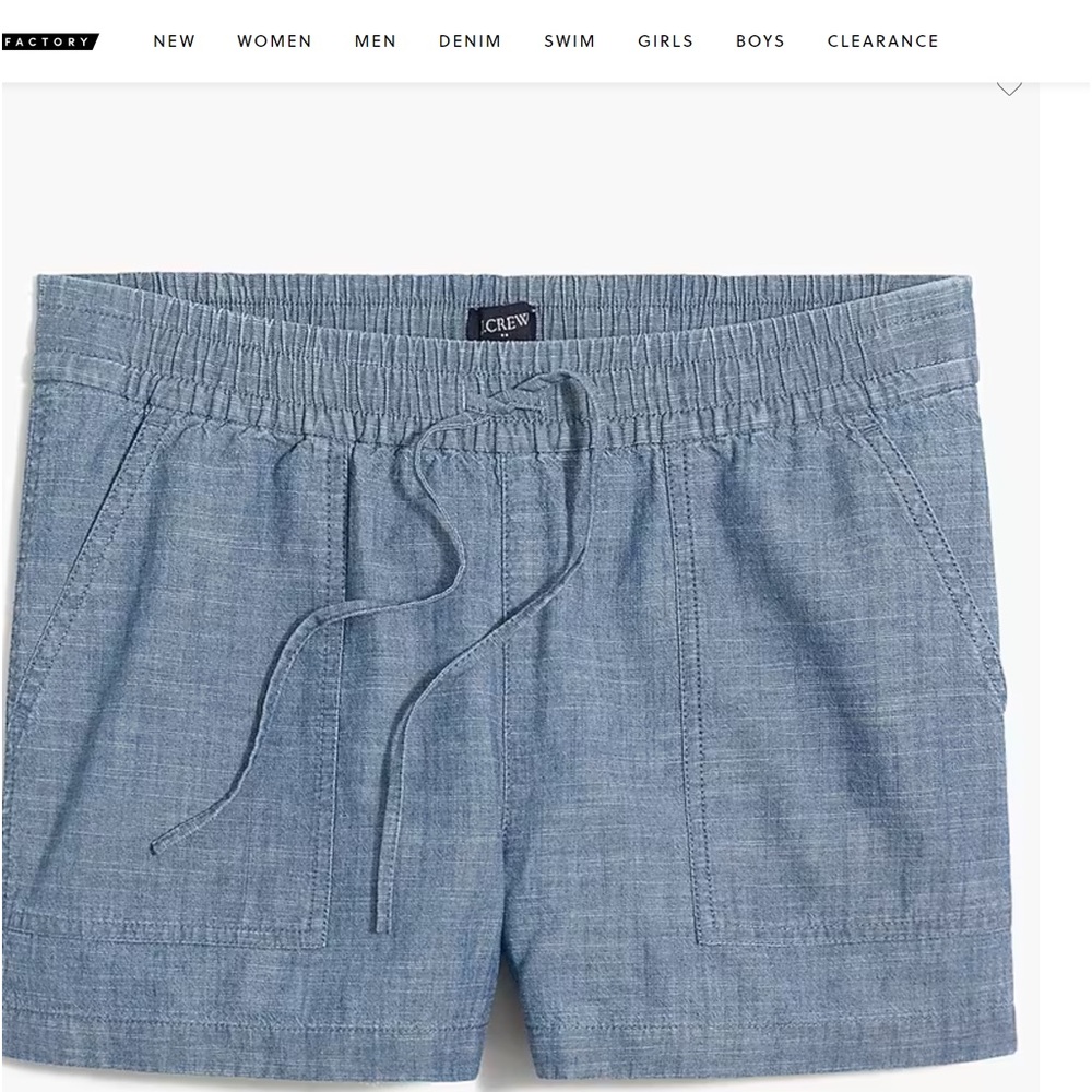 J.Crew Chambray Drawstring Shorts size Small NWT